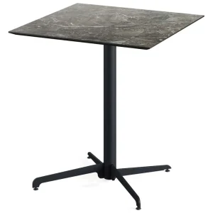 Shop Nu X Cross terrastafel zwart frame + Galaxy Marble HPL tafelblad tafelblad 70x70cm