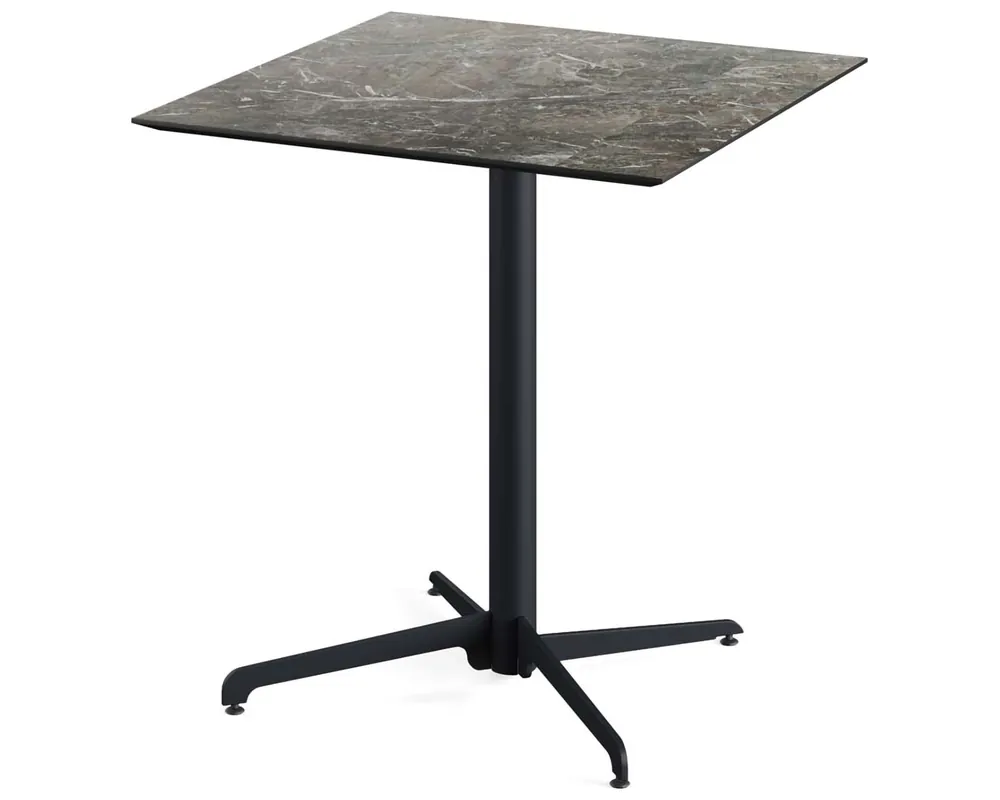 Shop Nu X Cross terrastafel zwart frame + Galaxy Marble HPL tafelblad tafelblad 70x70cm