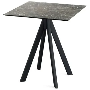 Gereduceerde Prijs Infinity terrastafel zwart frame + Galaxy Marble HPL tafelblad tafelblad 70x70cm