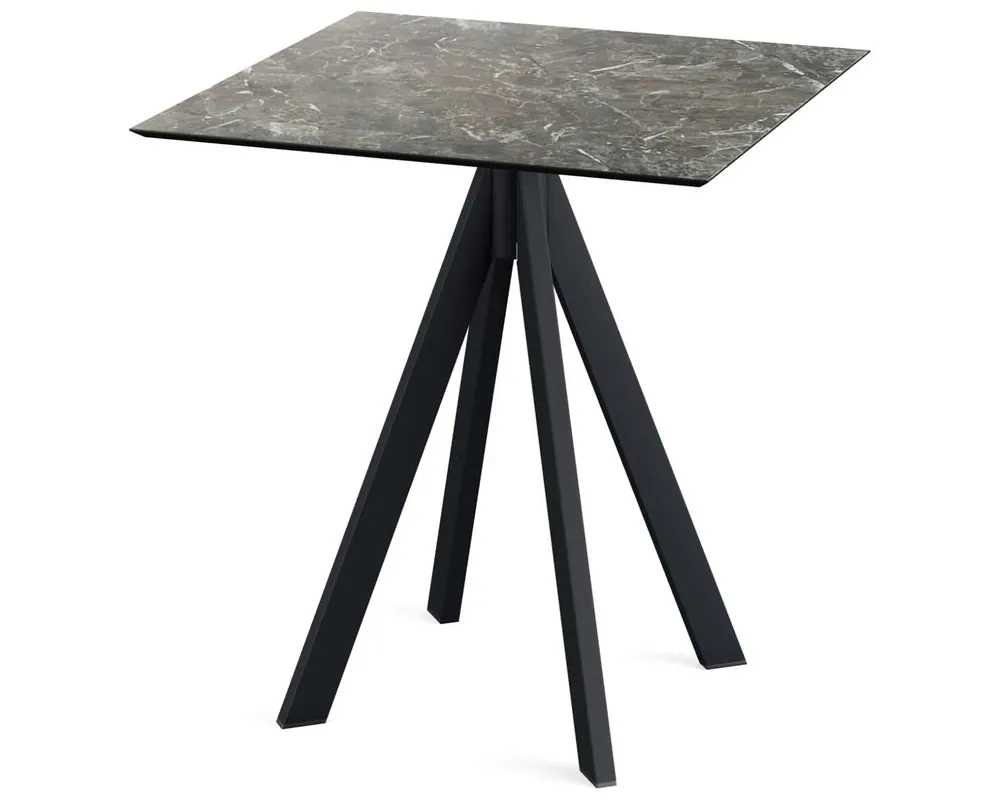 Gereduceerde Prijs Infinity terrastafel zwart frame + Galaxy Marble HPL tafelblad tafelblad 70x70cm