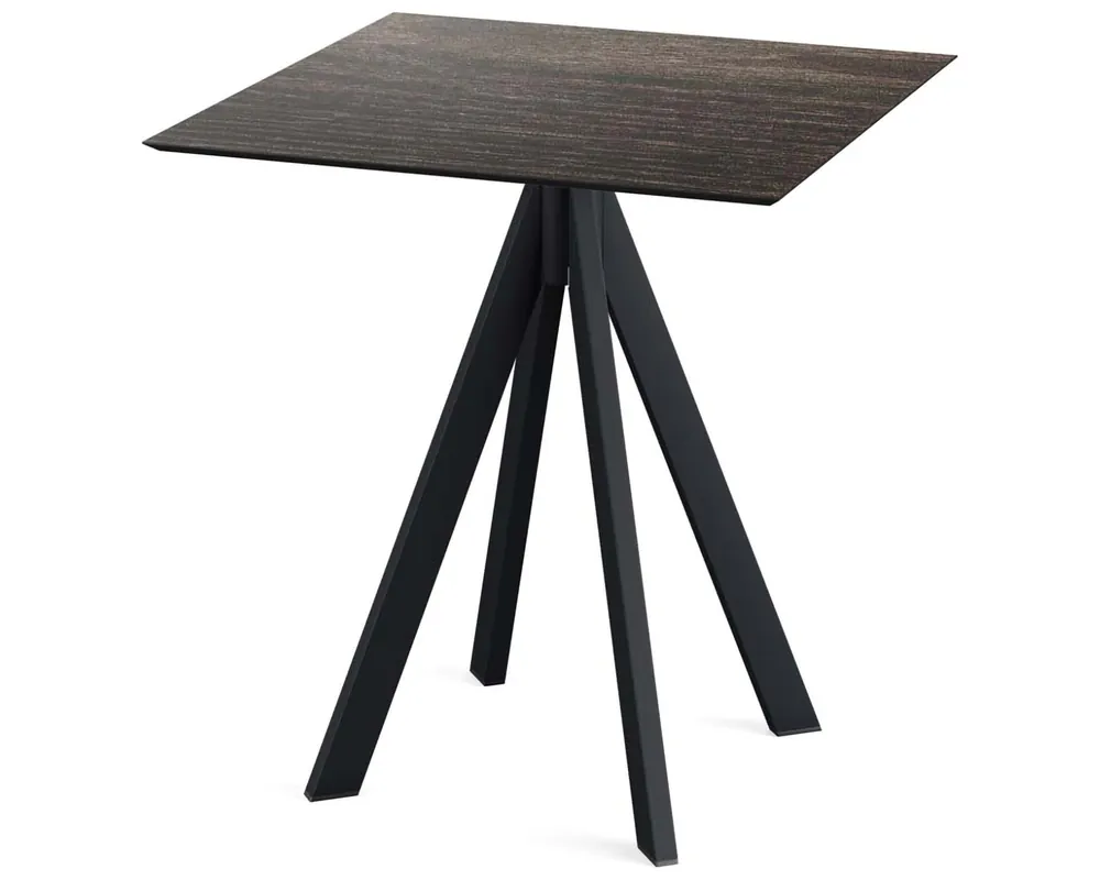 Infinity terrastafel zwart frame + Riverwashed Wood HPL tafelblad tafelblad 70x70cm Merkproduct