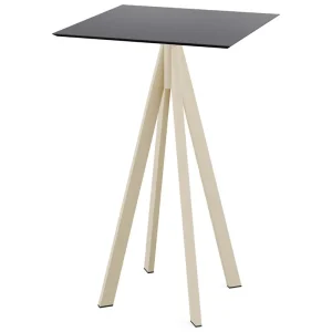 Infinity statafel zand frame + Zwart HPL tafelblad 70x70cm Exclusieve Aanbieding