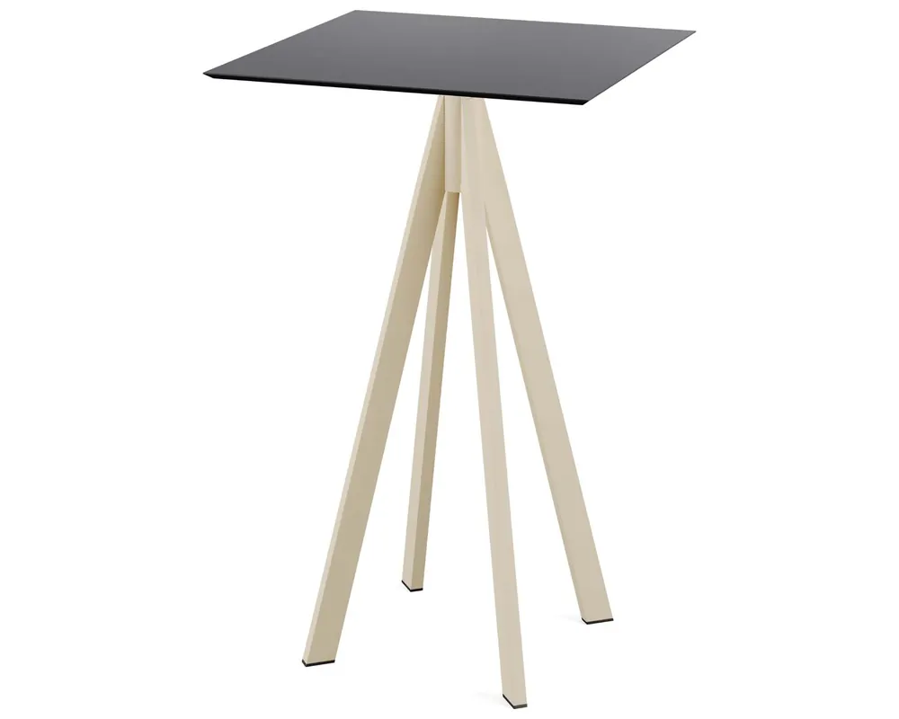Infinity statafel zand frame + Zwart HPL tafelblad 70x70cm Exclusieve Aanbieding
