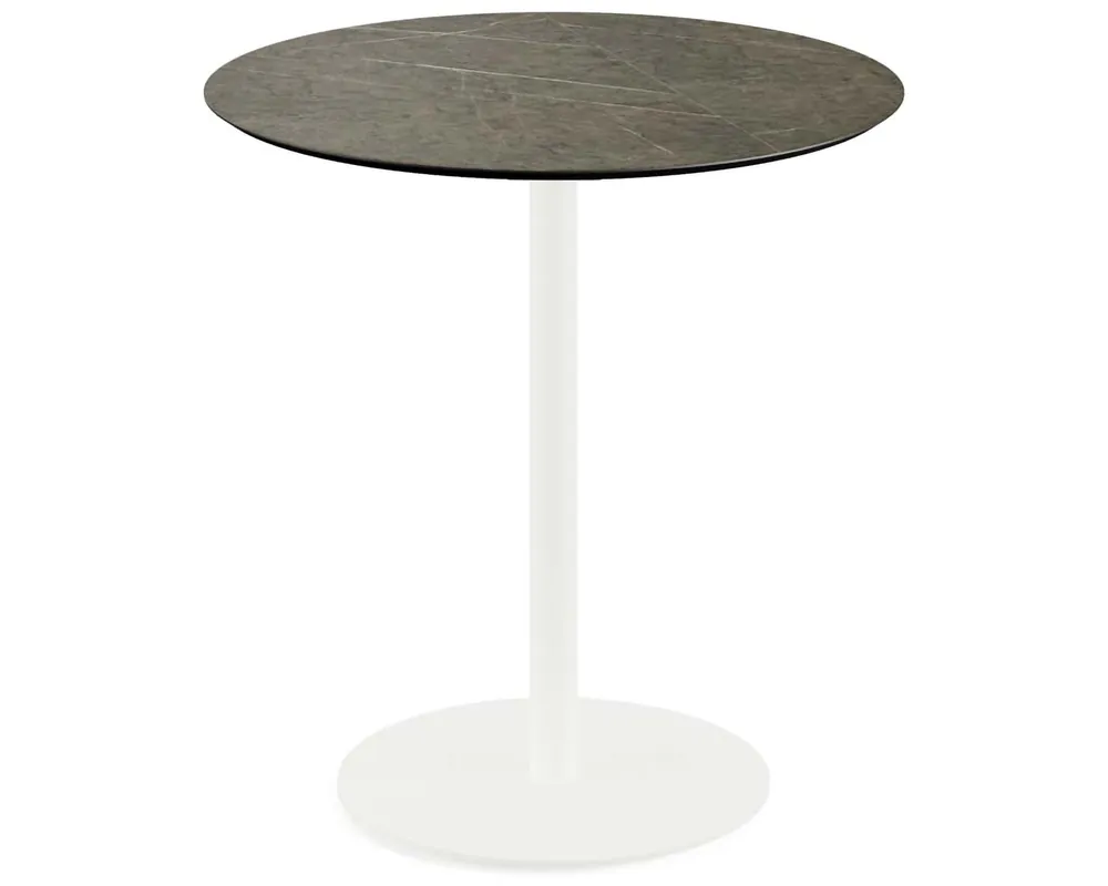 Bestseller Urban terrastafel wit frame + Midnight Marble HPL tafelblad Ø70cm