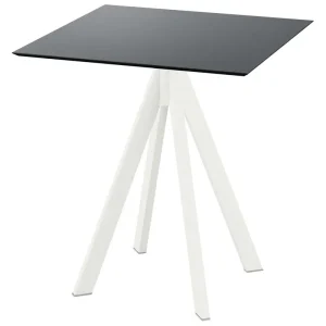 Infinity terrastafel wit frame + Zwart HPL tafelblad tafelblad 70x70cm Uitverkoop