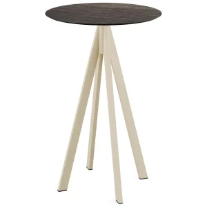 Infinity statafel zand frame + Riverwashed Wood HPL tafelblad Ø70cm Seizoensaanbieding