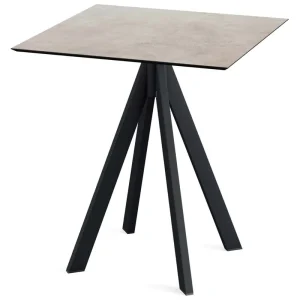 Flitsaanbieding Infinity terrastafel zwart frame + Moonstone HPL tafelblad tafelblad 70x70cm