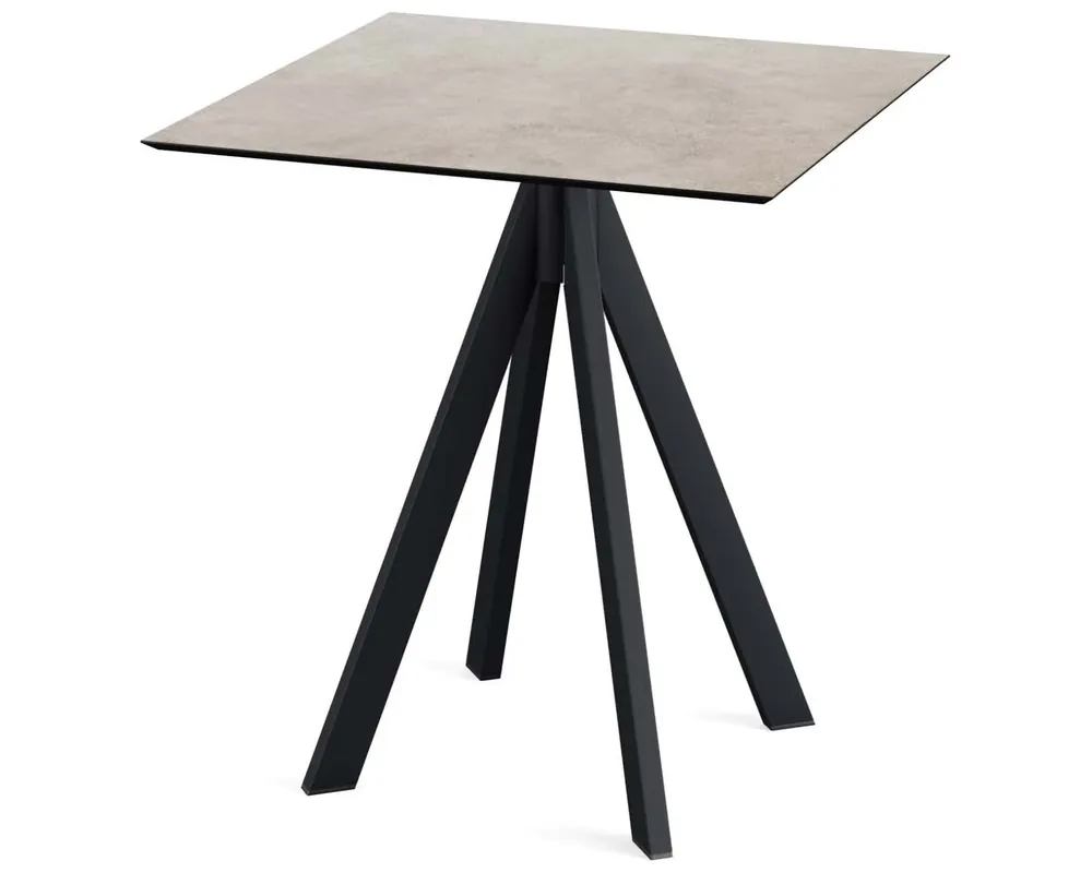 Flitsaanbieding Infinity terrastafel zwart frame + Moonstone HPL tafelblad tafelblad 70x70cm