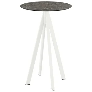 Seizoensaanbieding Infinity statafel wit frame + Galaxy Marble HPL tafelblad Ø70cm