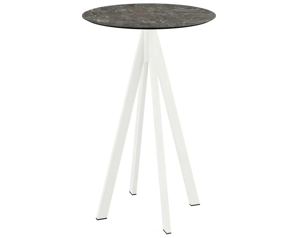 Seizoensaanbieding Infinity statafel wit frame + Galaxy Marble HPL tafelblad Ø70cm