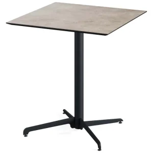 X Cross terrastafel zwart frame + Moonstone HPL tafelblad tafelblad 70x70cm Fabrieksprijs