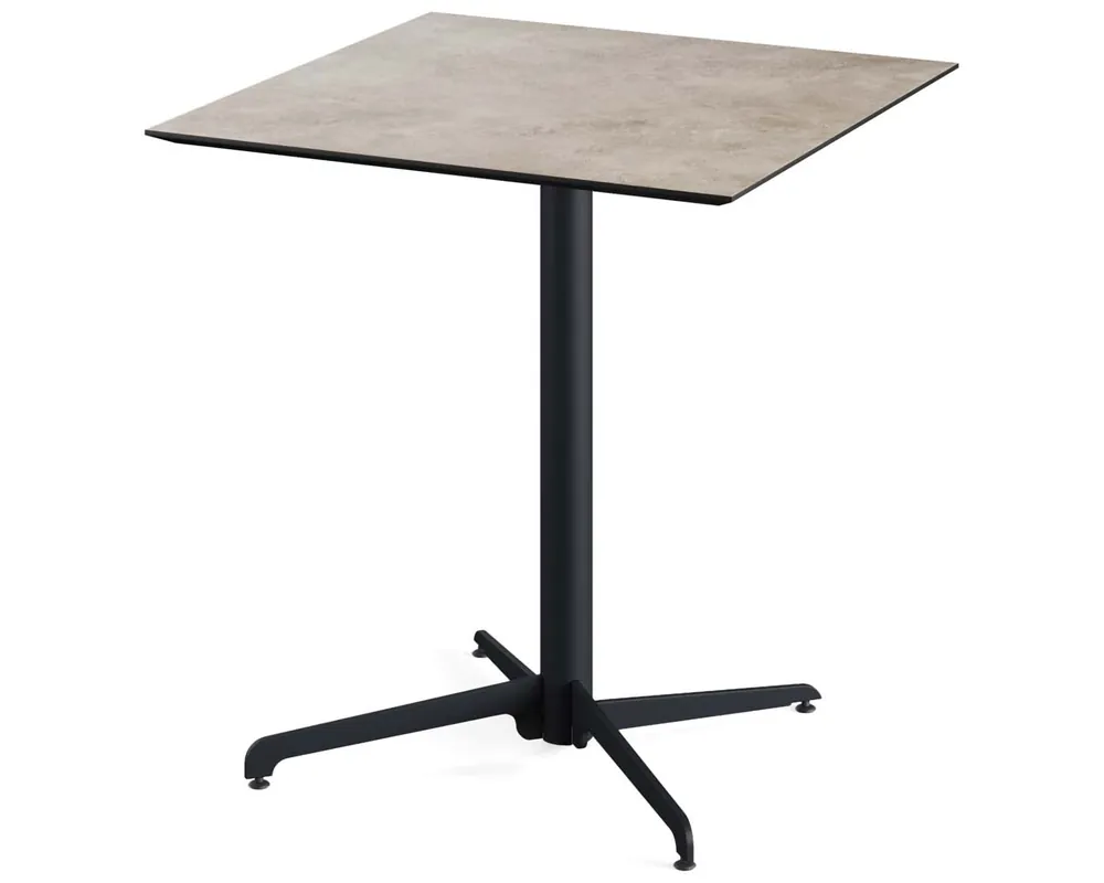 X Cross terrastafel zwart frame + Moonstone HPL tafelblad tafelblad 70x70cm Fabrieksprijs
