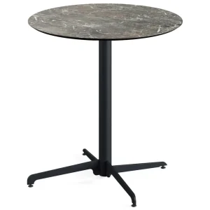 X Cross terrastafel zwart frame + Galaxy Marble HPL tafelblad tafelblad Ø70cm Hoge Kwaliteit