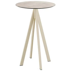 Nu Kopen Infinity statafel zand frame + Moonstone HPL tafelblad Ø70cm