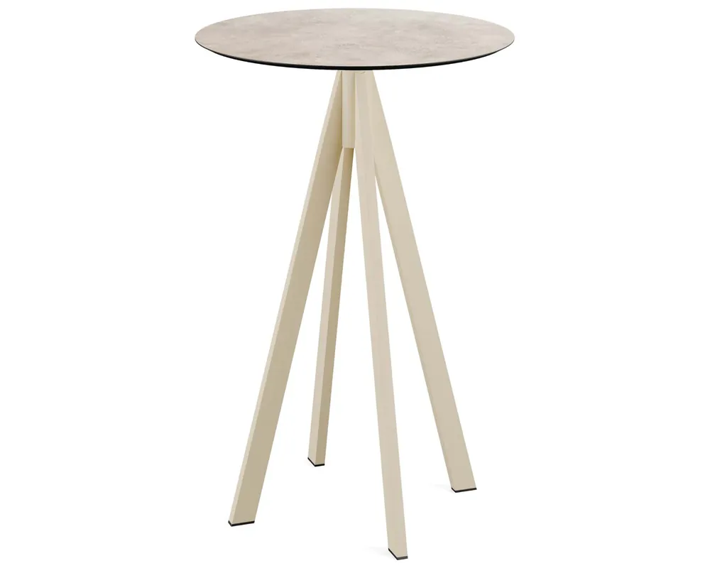 Nu Kopen Infinity statafel zand frame + Moonstone HPL tafelblad Ø70cm