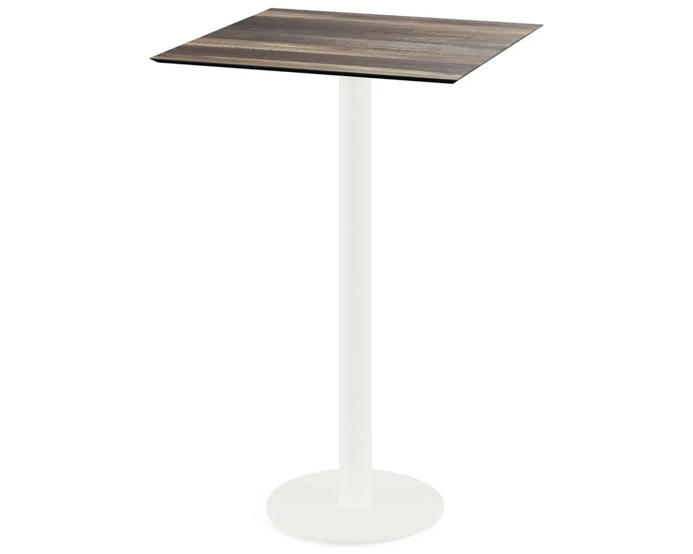 Urban statafel wit frame + Tropical Wood HPL tafelblad 70x70cm Veilige Betaling