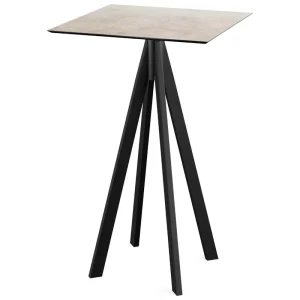 Exclusieve Aanbieding Infinity statafel zwart frame + Moonstone HPL tafelblad 70x70cm