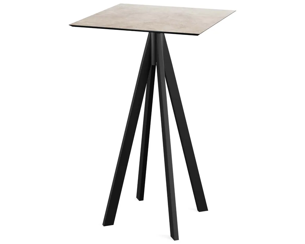 Exclusieve Aanbieding Infinity statafel zwart frame + Moonstone HPL tafelblad 70x70cm