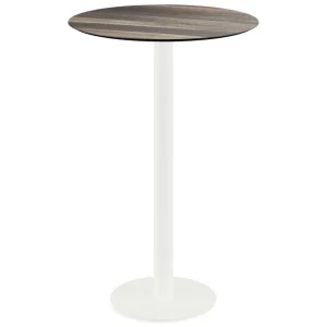 Urban statafel wit frame + Tropical Wood HPL tafelblad Ø70cm Express Levering