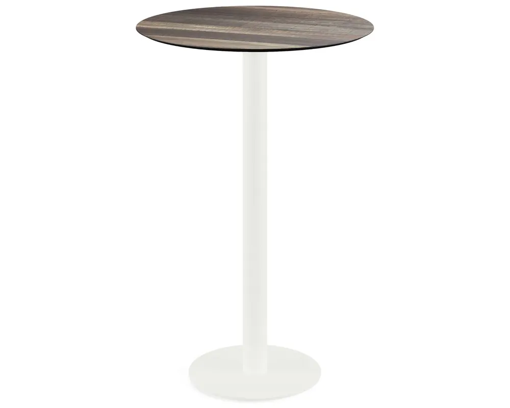 Urban statafel wit frame + Tropical Wood HPL tafelblad Ø70cm Express Levering