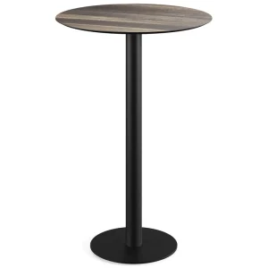 Urban statafel zwart frame + Tropical Wood HPL tafelblad Ø70cm Koopje