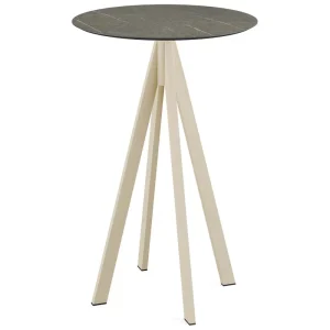 Koop Online Infinity statafel zand frame + Midnight Marble HPL tafelblad Ø70cm