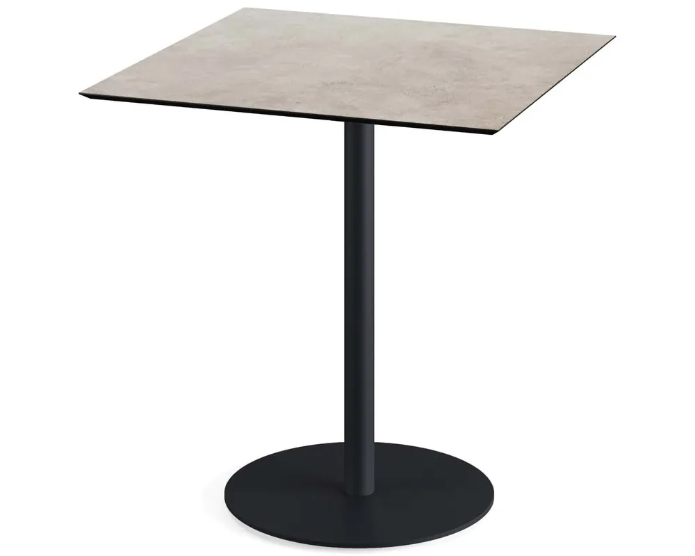 Snelle Levering Urban terrastafel zwart frame + Moonstone HPL tafelblad 70x70cm