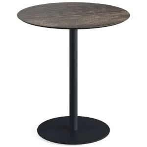 Urban terrastafel zwart frame + Riverwashed Wood HPL tafelblad Ø70cm Direct Beschikbaar