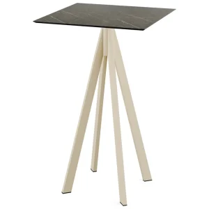 Merkproduct Infinity statafel zand frame + Midnight Marble HPL tafelblad 70x70cm