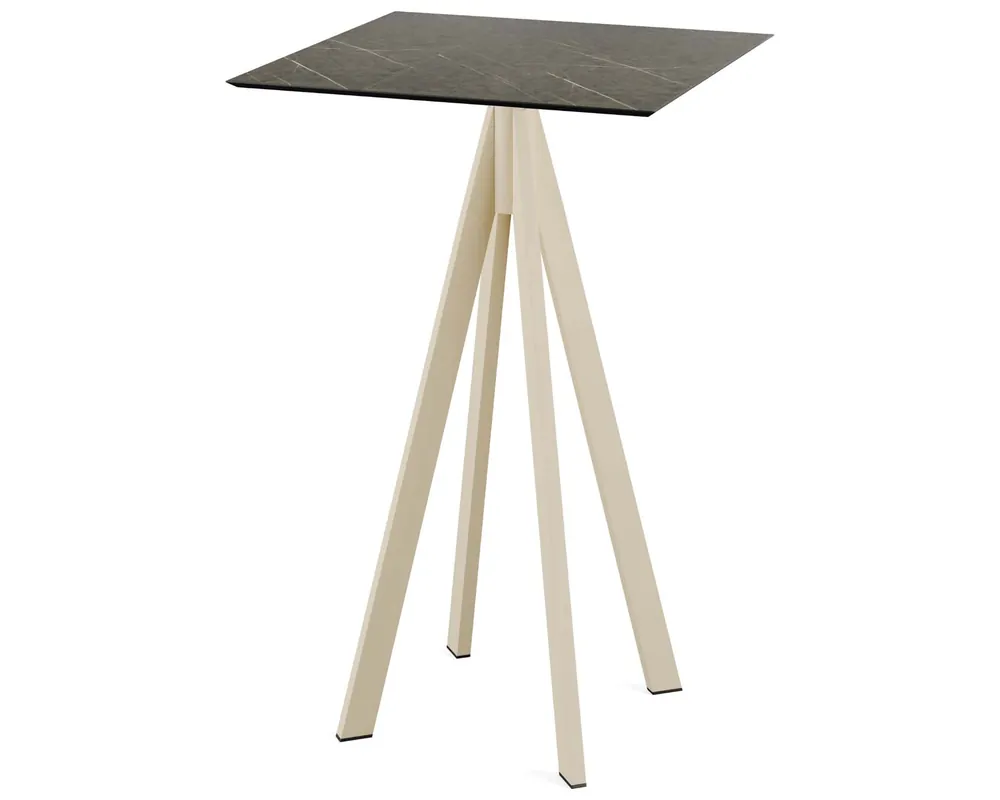 Merkproduct Infinity statafel zand frame + Midnight Marble HPL tafelblad 70x70cm