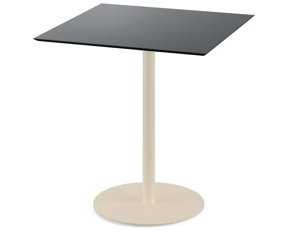 Flitsaanbieding Urban terrastafel zand frame + Zwart HPL tafelblad 70x70cm