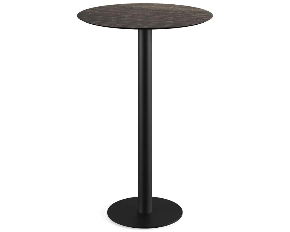 Urban statafel zwart frame + Riverwashed Wood HPL tafelblad Ø70cm Direct Beschikbaar