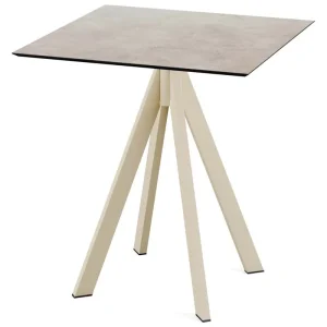 Infinity terrastafel zand frame + Moonstone HPL tafelblad tafelblad 70x70cm Must-Have