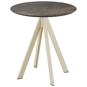 Beperkt Aanbod Infinity terrastafel zand frame + Riverwashed Wood HPL tafelblad tafelblad Ø70cm