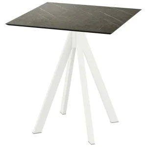 Fabrieksprijs Infinity terrastafel wit frame + Midnight Marble HPL tafelblad tafelblad 70x70cm