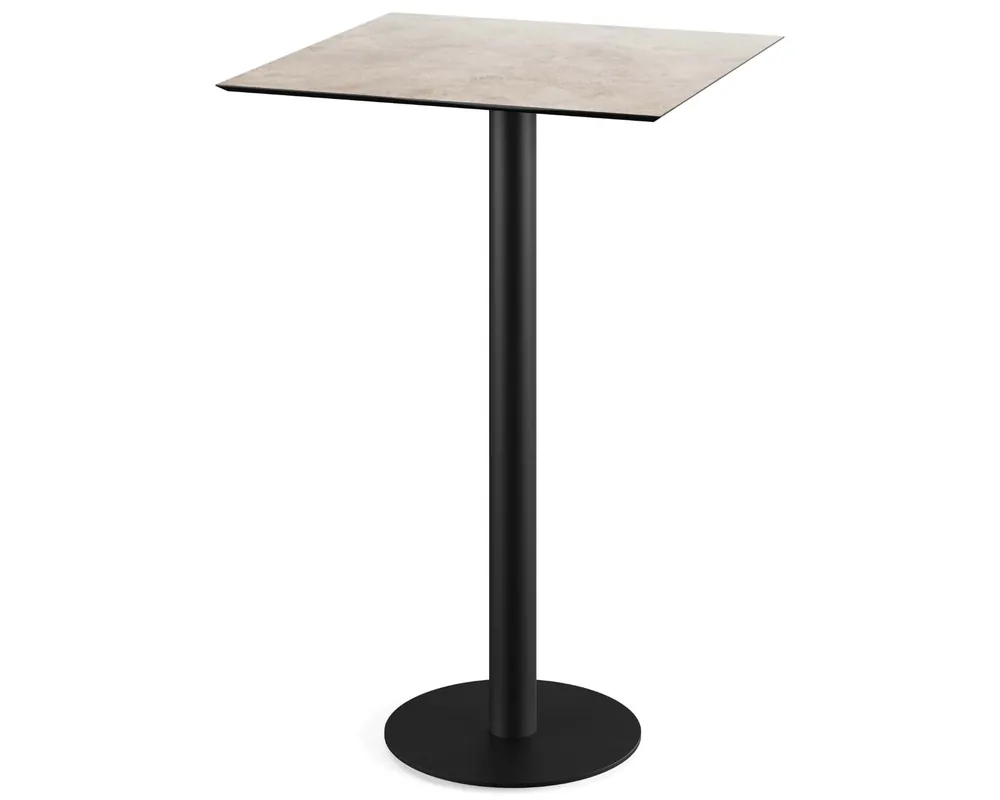 Urban statafel zwart frame + Moonstone HPL tafelblad 70x70cm Beperkte Voorraad