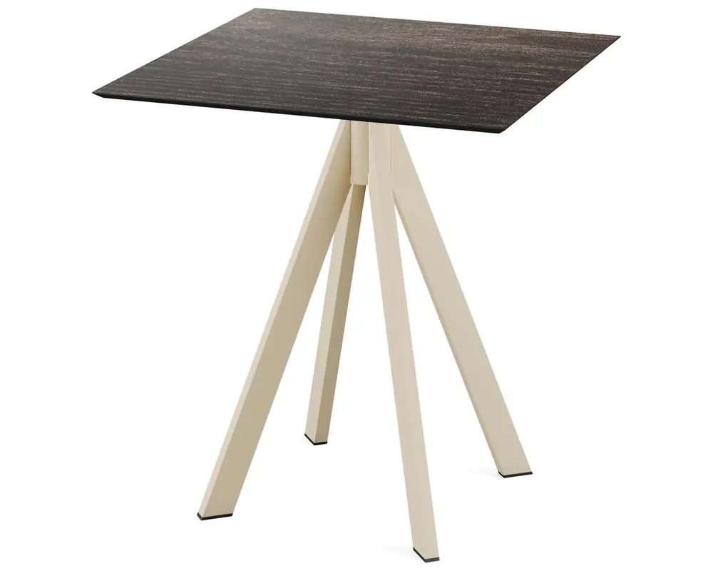 Goedkoop Infinity terrastafel zand frame + Riverwashed Wood HPL tafelblad tafelblad 70x70cm