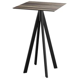 Infinity statafel zwart frame + Tropical Wood HPL tafelblad 70x70cm Koop Vandaag