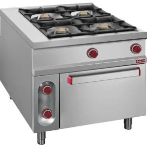 Bestel Nu Pass-Through gasfornuis met 4 branders - Elektrische oven 2/1GN - 400V