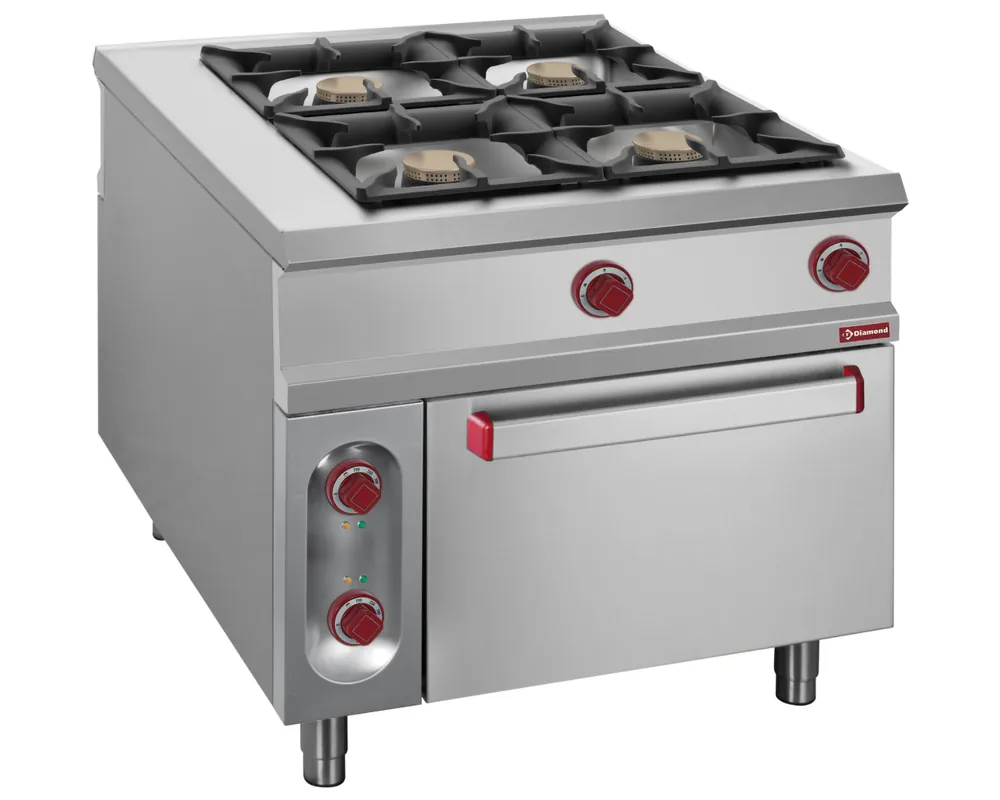 Bestel Nu Pass-Through gasfornuis met 4 branders - Elektrische oven 2/1GN - 400V