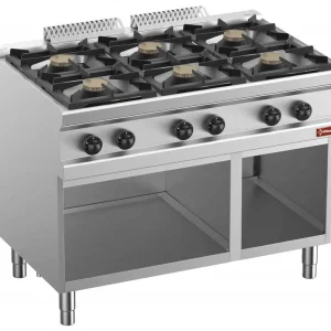 Goedkoop Gasfornuis 6 branders, op open kast - 1100x700x(h)850mm