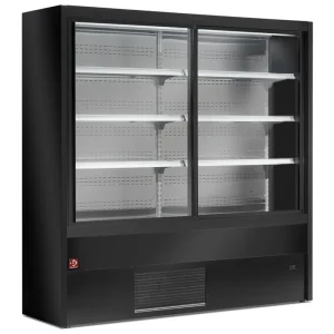 Direct Verzonden Wandkoelmeubel zwart met glazen schuifdeuren - 2000x570x(h)2000mm