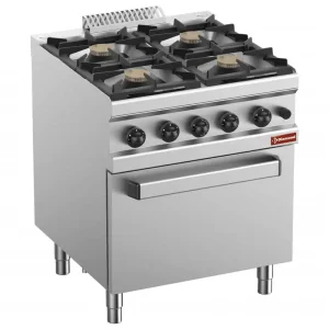 Hete Deal Gasfornuis 4 branders, op gasoven GN 2/1 - 700x700x(h)850mm