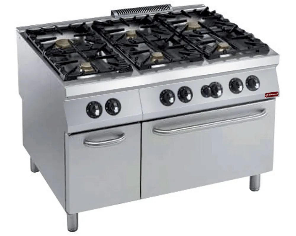 Gasfornuis 6 branders - Gasoven 2/1GN - 1200x900x(h)920mm Must-Have