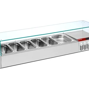 Opzetkoelvitrine 6x 1/3GN - 1610x384x(h)401mm Gratis Retour