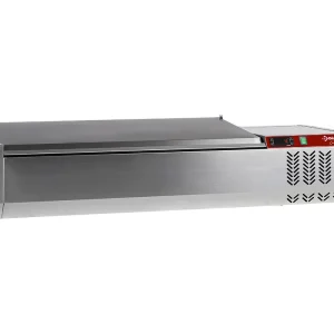 Lage Prijs Gekoelde opzetvitrine 3 x GN 1/3 & 1x GN 1/2 -150 mm, met R.V.S. deksel - 1200x395x(h)282mm