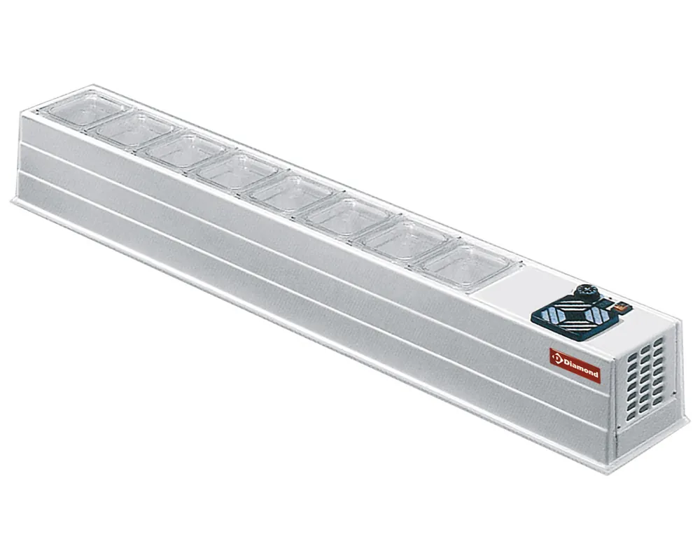 Tijdelijk Beschikbaar Gekoelde struktuur 8x GN 1/6 h150 mm - 1720x260x(h)220mm