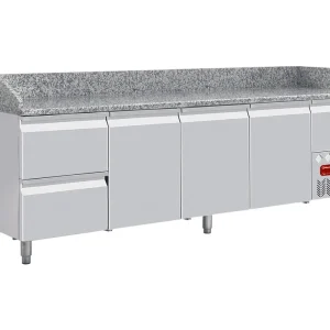 Pizzawerkbank 3 deurs + 2 neutrale lades - 2560x800x(h)1485mm Betrouwbaar