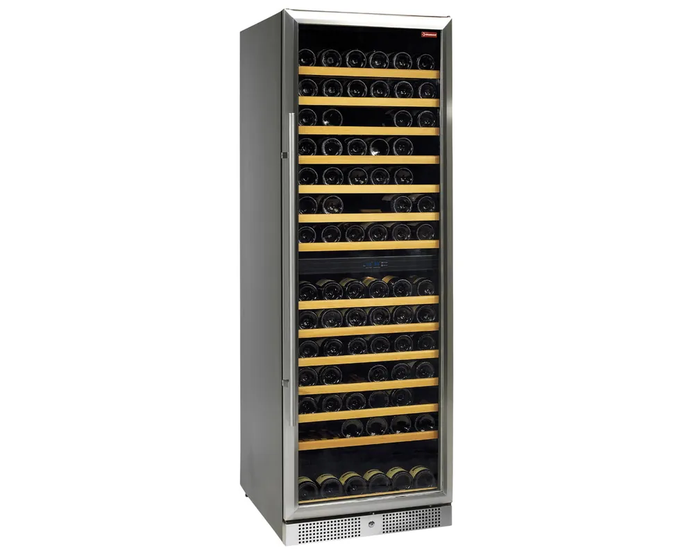 Wijnkast vitrine, geventileerd, roestvrijstalen deur, 470 Lt., 2 T° - ZWART - 595x720x(h)1767mm Weekendaanbieding