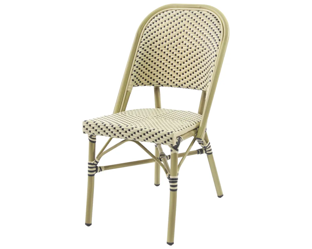 Snelle Levering Paris bistrostoel - Rotan - Bamboo wit/zwart